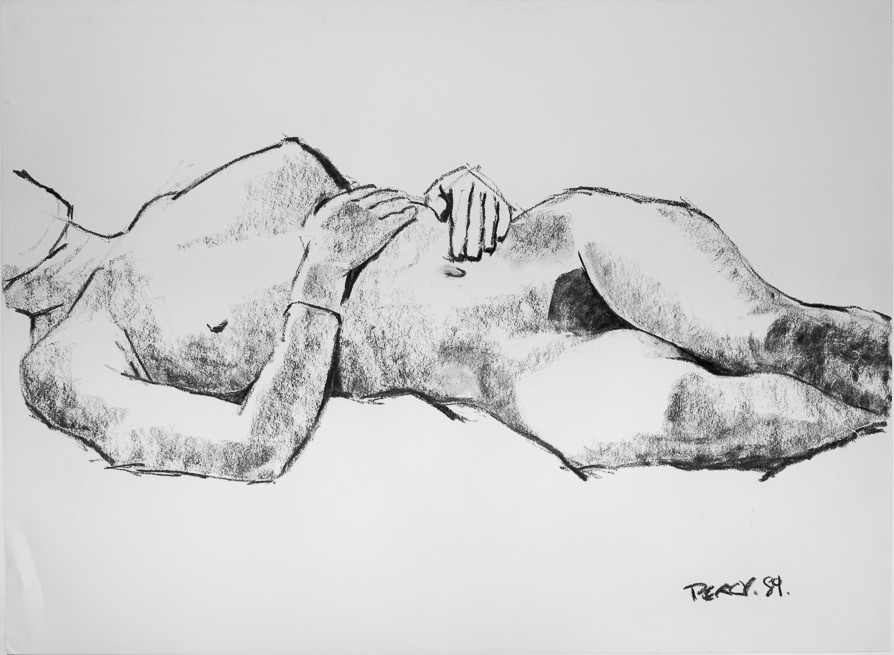 Torso, 1989, Charcoal on paper, 22x30", (56x76cm)