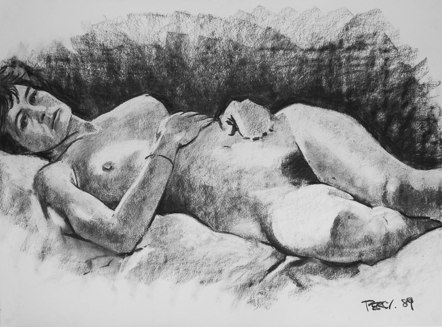 Life Drawing, 1989, Charcoal on paper, 22x30", 56x76cm