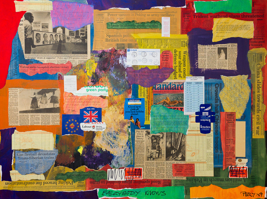 Everybody Knows, 169_1989, Collage & mixed media on Board, 36x48",92x122cm