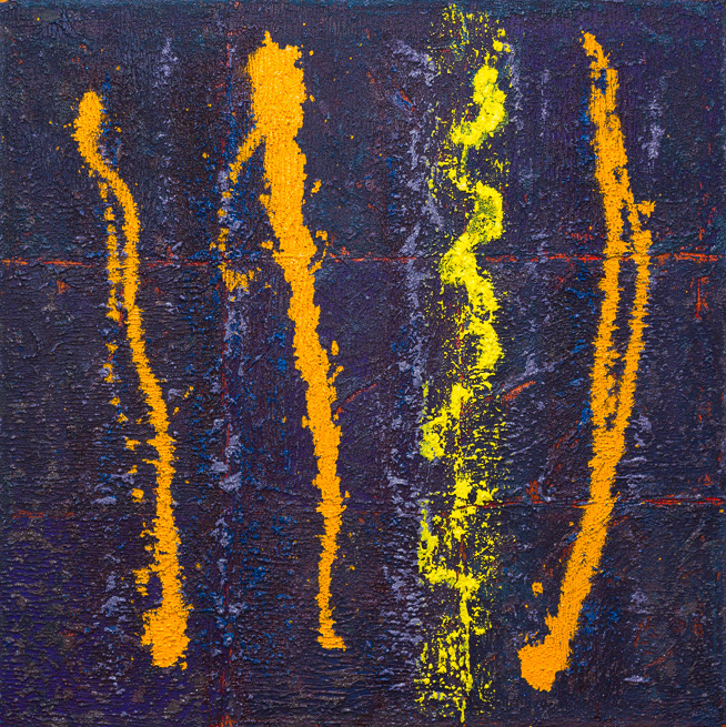 Dual 11 Purple & Yellow, 2016, Oil on Canvas, 20x20", 51x51cm