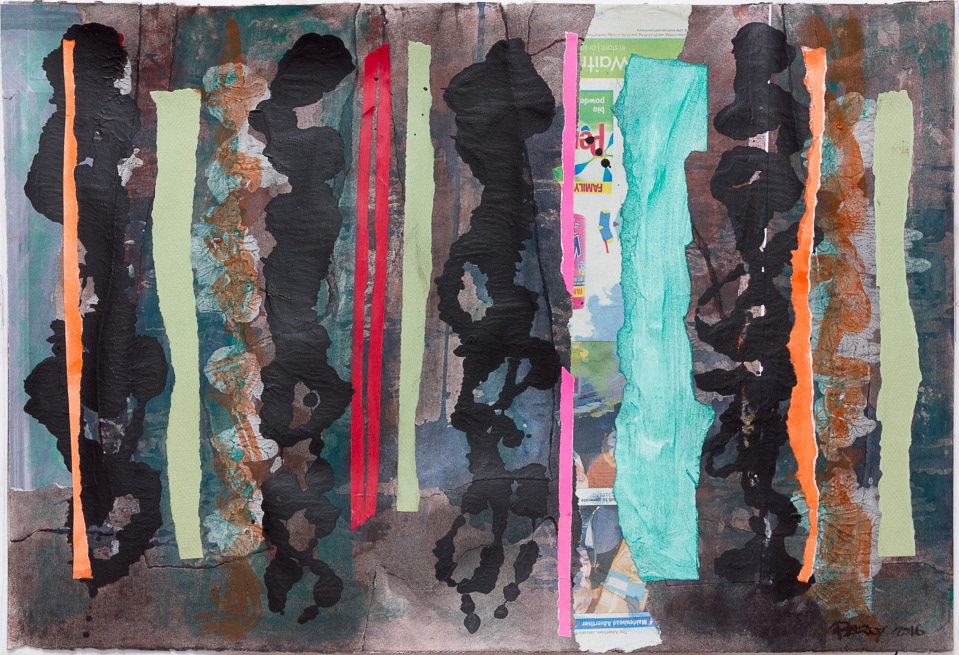 Monday 18th April, no37_2016, Mixed media collage on paper, 15x22", 38x56cm