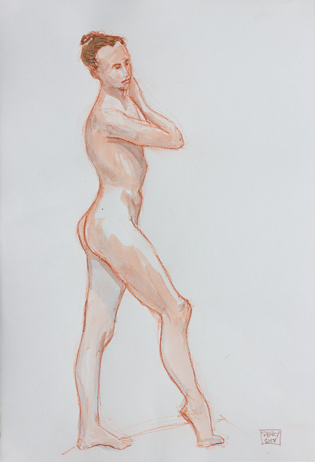 Natasha 13,2018, Pastel pencil and watercolour on paper, 22x15", 56x38cm