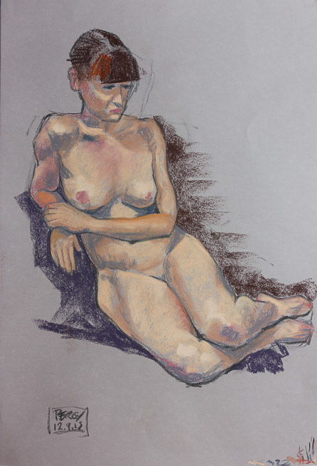 Dancer 18 reclining, 2015, Pastel on grey canson paper, 55x37.5cm, 21½ x14 ¾"