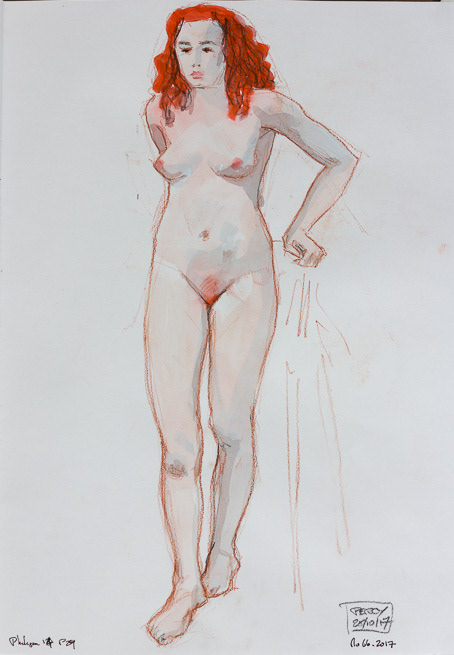 Philipa14, 2017, Pastel pencil & Watercolour, A3 sketchbook, SKB48P29, 42x29.7cm, 16 ½ x 11 