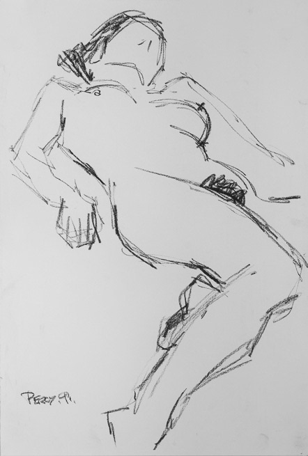 Life Drawing, 1991, Conte on paper, 22x15", 56x38cm