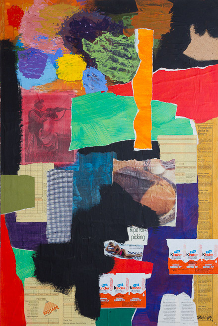 Kinder Surprise, 85_1989, mixed media on hardboard, 36x24", 91x61cm