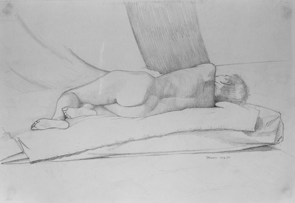 Nude, 1987, pencil on paper, 10.75x15.5", 27x39cm