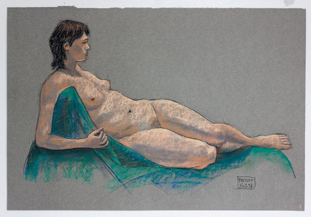 Anna 15, no7 2025, pastel on grey canson paper, 14 ¾ x21 ½", 37.5x55cm