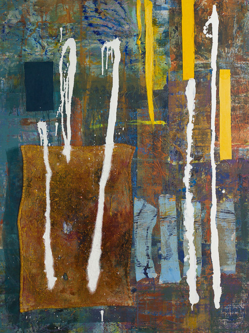 Remains 2, no15,2015, Oil and collage on Newspaper on wood, 48x36", 122x92cm