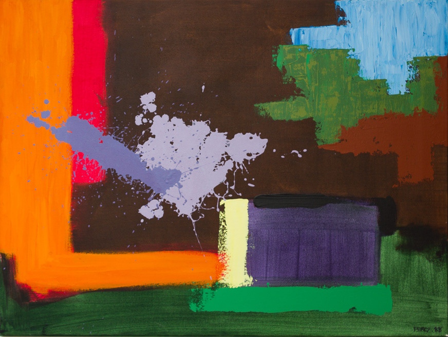 Lilac on Brown, 1988, Acrylic on Canvas, 24x32", 61x81cm