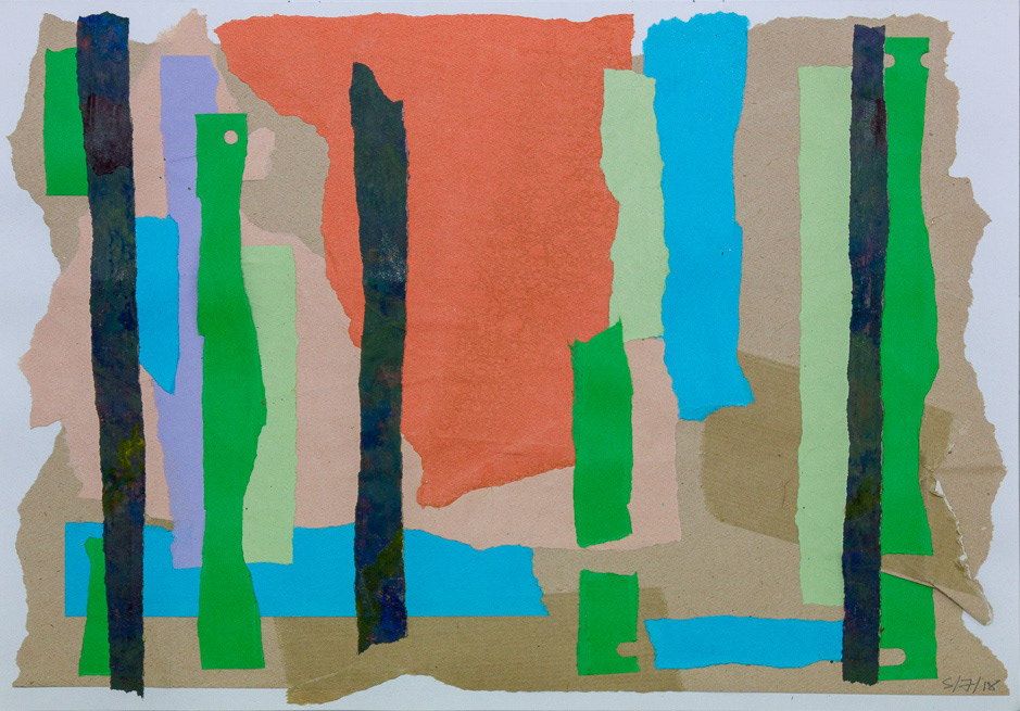 P9SKB53, 72_2018, Paper collage on page 9 of sketchbook 53, A3, 297x420mm, 11 ¾ x16 ½"