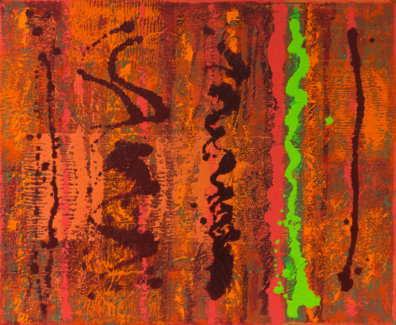 Dual 5, Red & Green, 2015, Oil on canvas, 18x22", 46x56cm