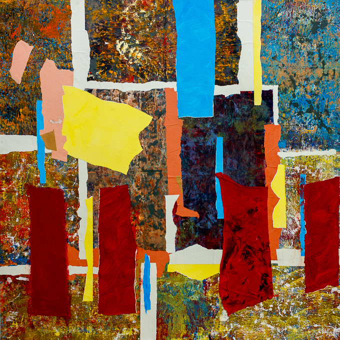 Remains 12, no8 2022, Mixed media on board, 48x48", 122x122cm