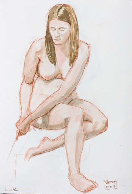 Laura42, 2017 , SKB48P18, A3, Othello pencil and watercolour