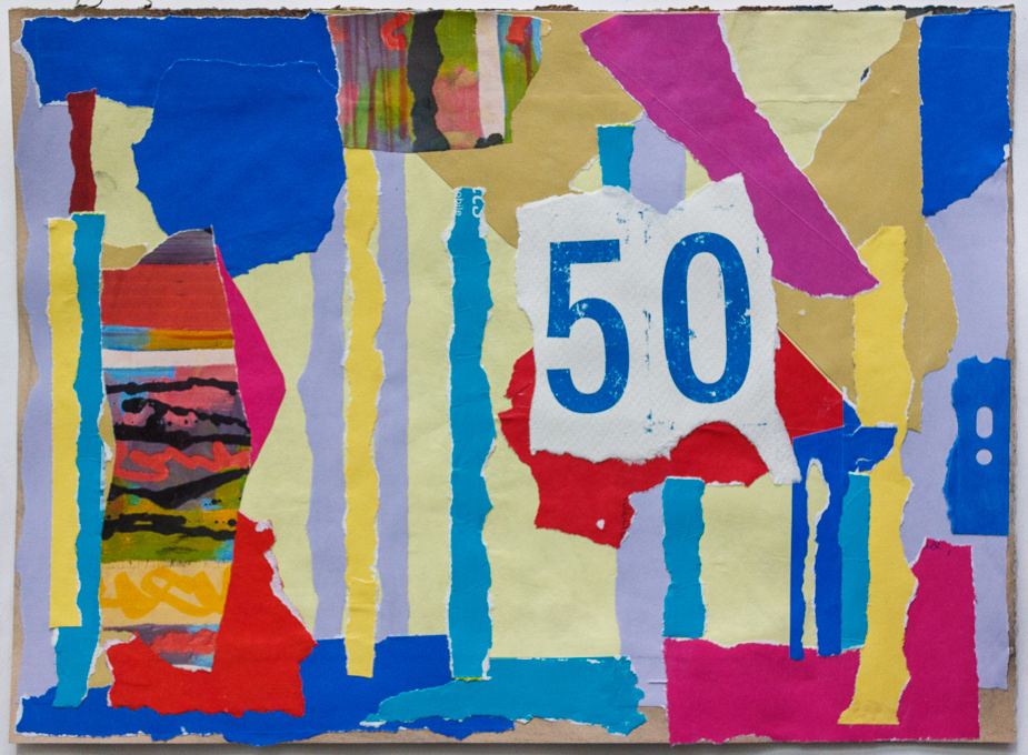Fifty! (121221), no49 2021, Scrap paper collage, 11 ¾ x 14 ¾", 27x37.5cm