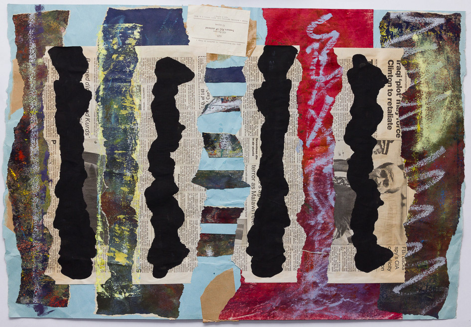 Apocalypse, no34, 1993, Collage, mixed media on paper, 20.5x31", 52x78cm