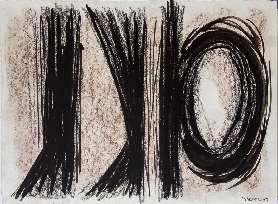 No133 1989, Black and Brown Conte crayon, black gouache, 15x11", (38x28cm)