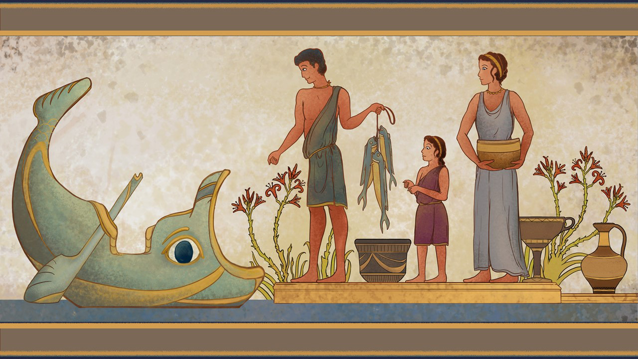 Greek boat Caria with it's family