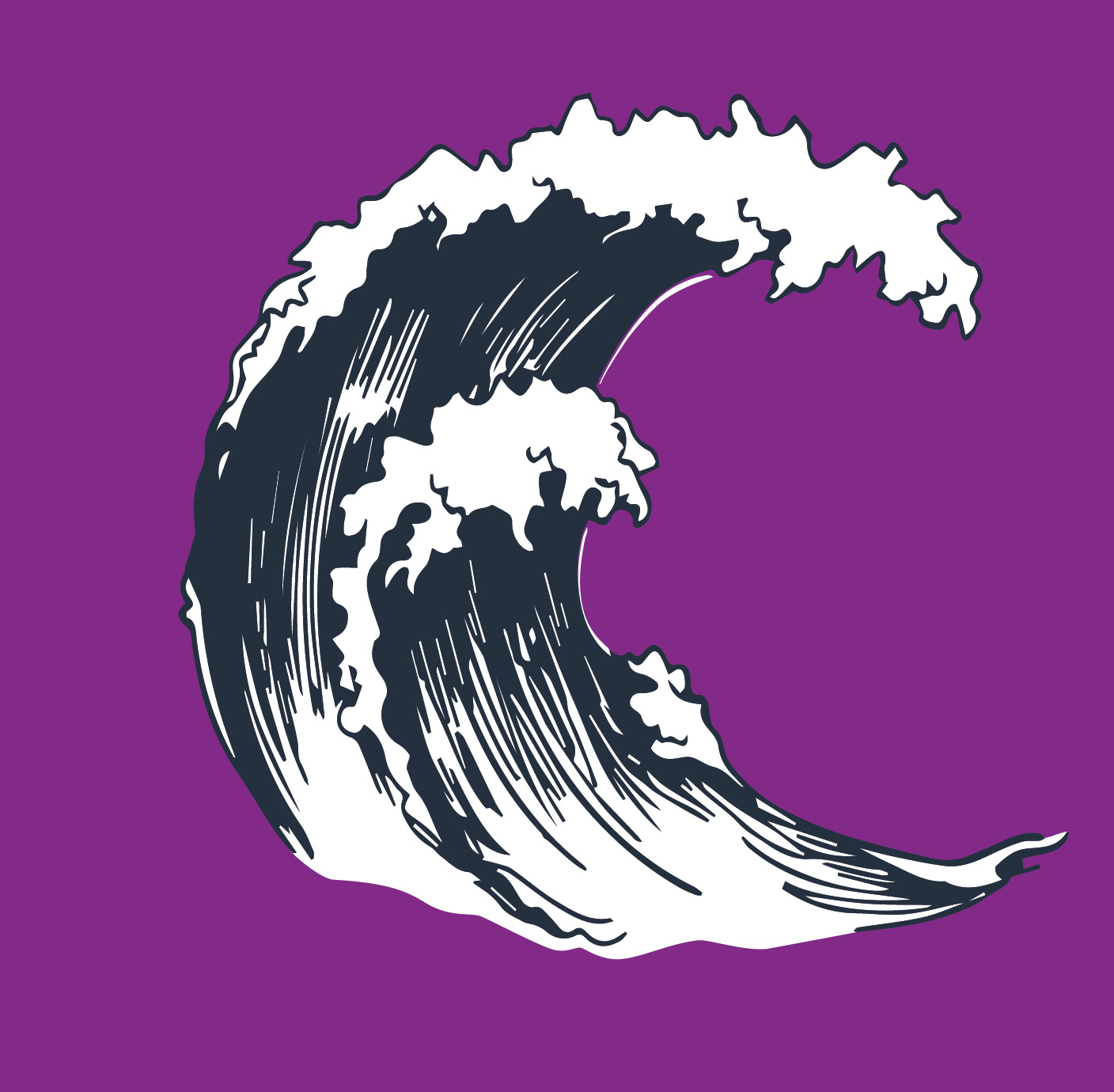 two color - white and blue - full wave - for use on dark backgrounds (white highlights on the edges of the blue wave)