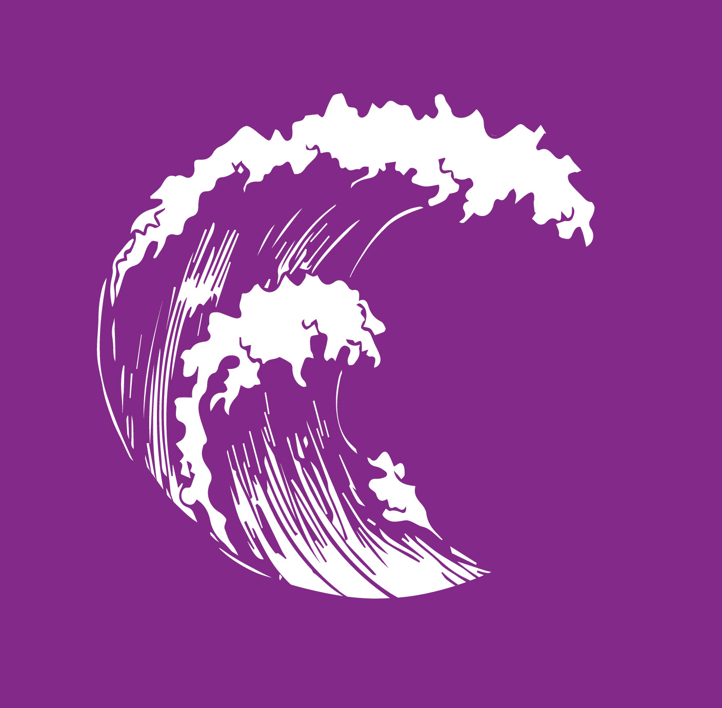 one color - white - circle cropped wave - for use on dark backgrounds