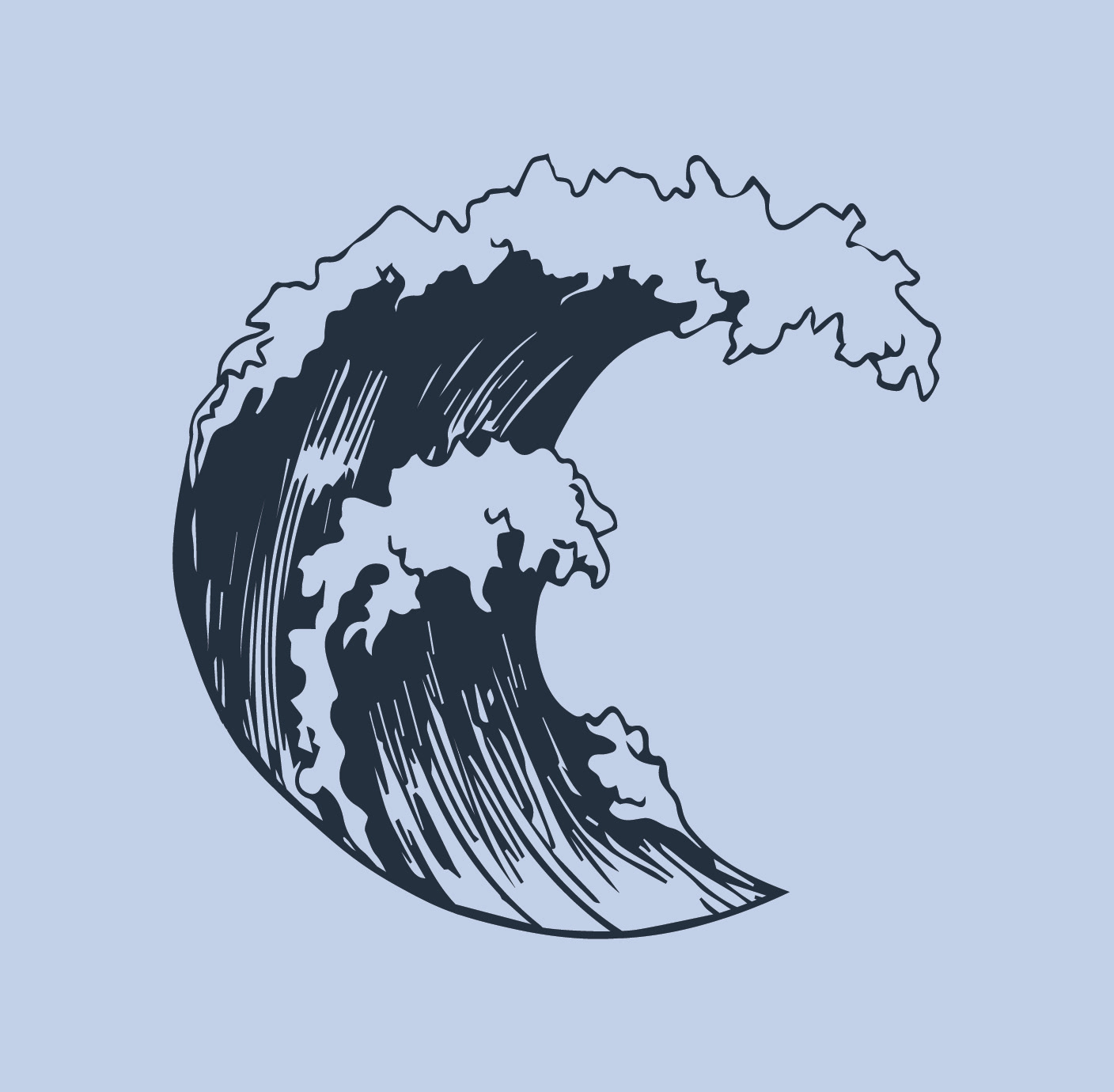 one color - blue - circle cropped wave