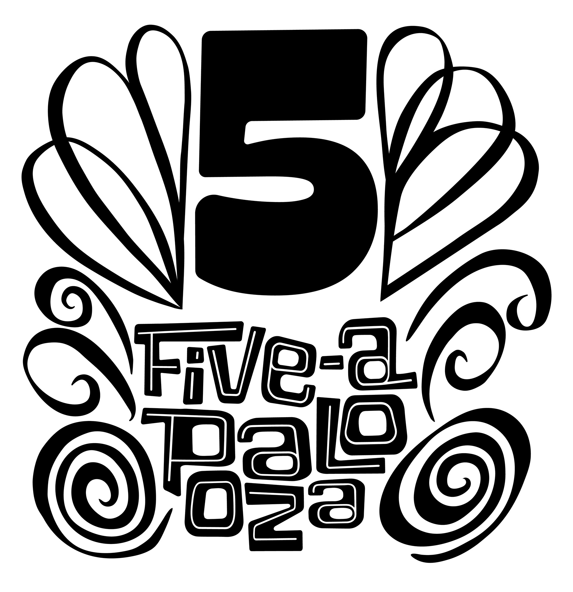 alternate design using a different font for the number 5 and the stacked logo instead of the layout of the text in the original sketch