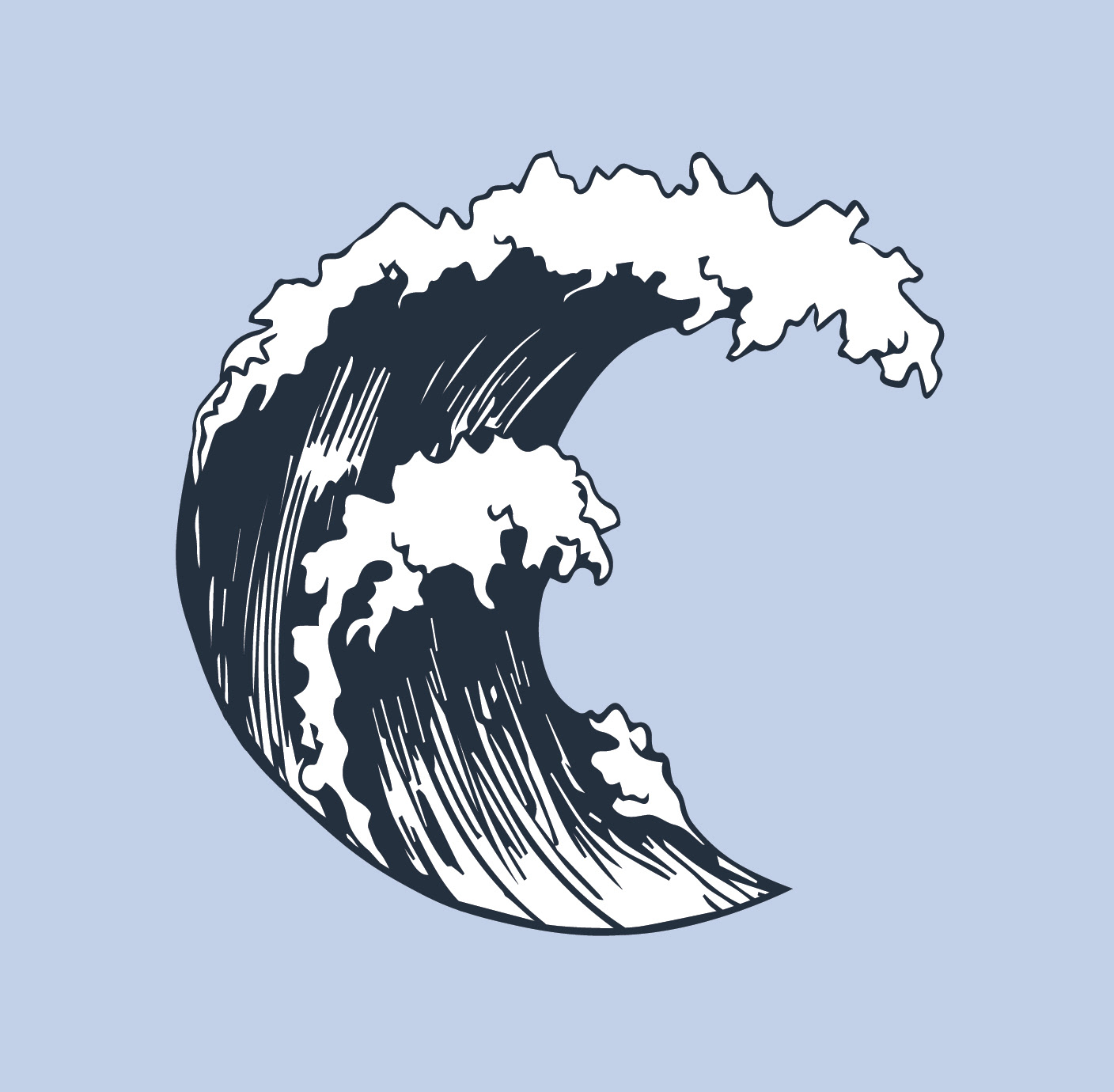 two color - blue and white - circle cropped wave