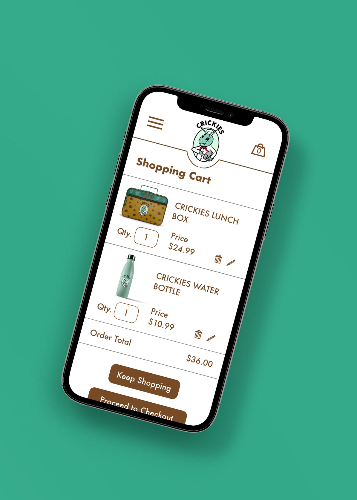 Mobile Website Cart