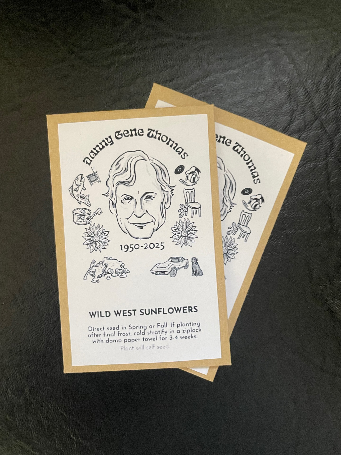 My father passed away in 2025, and as a tribute I designed, printed, and assembled a memorial seed packet for his Celebration of Life.  
