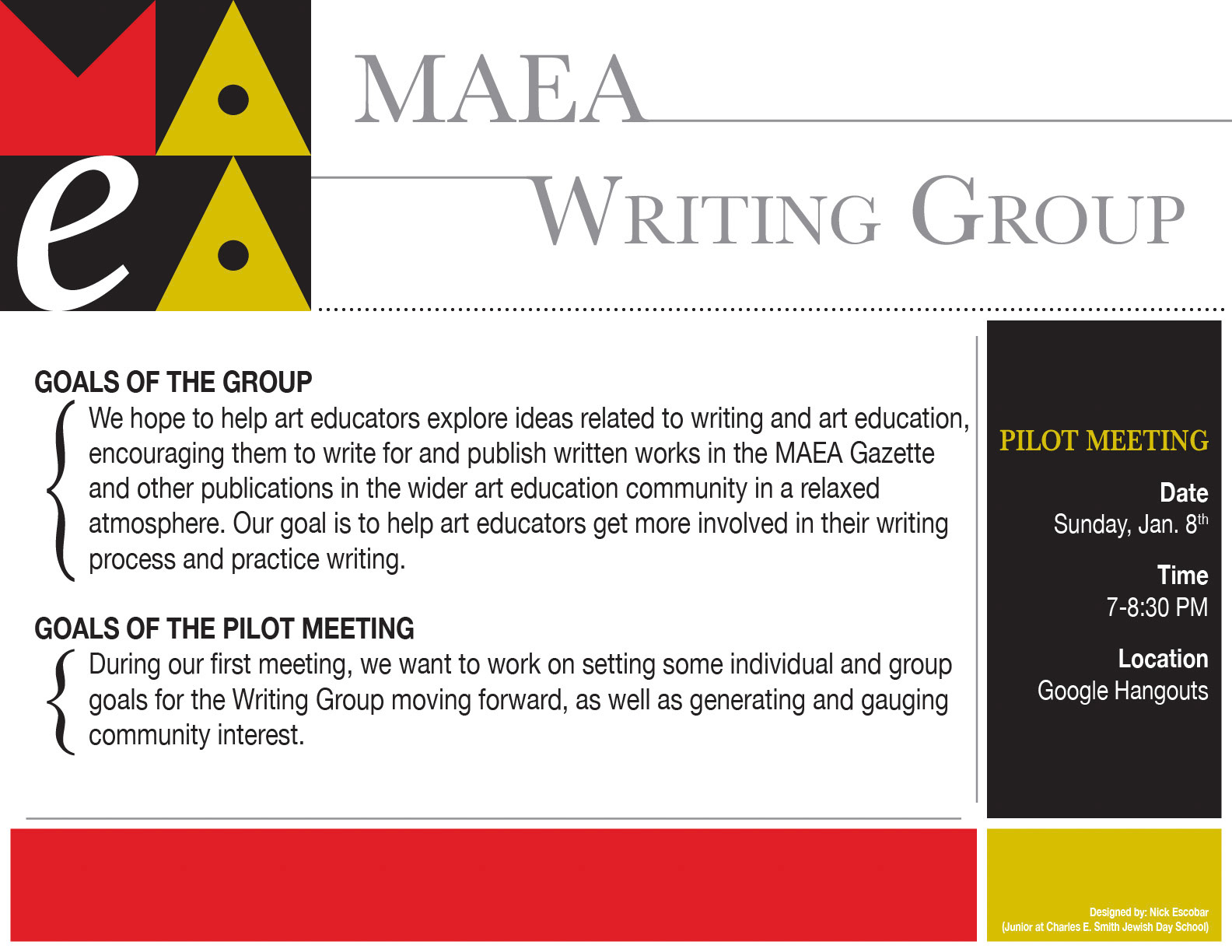 MAEA Writing Group Flyer, 2016