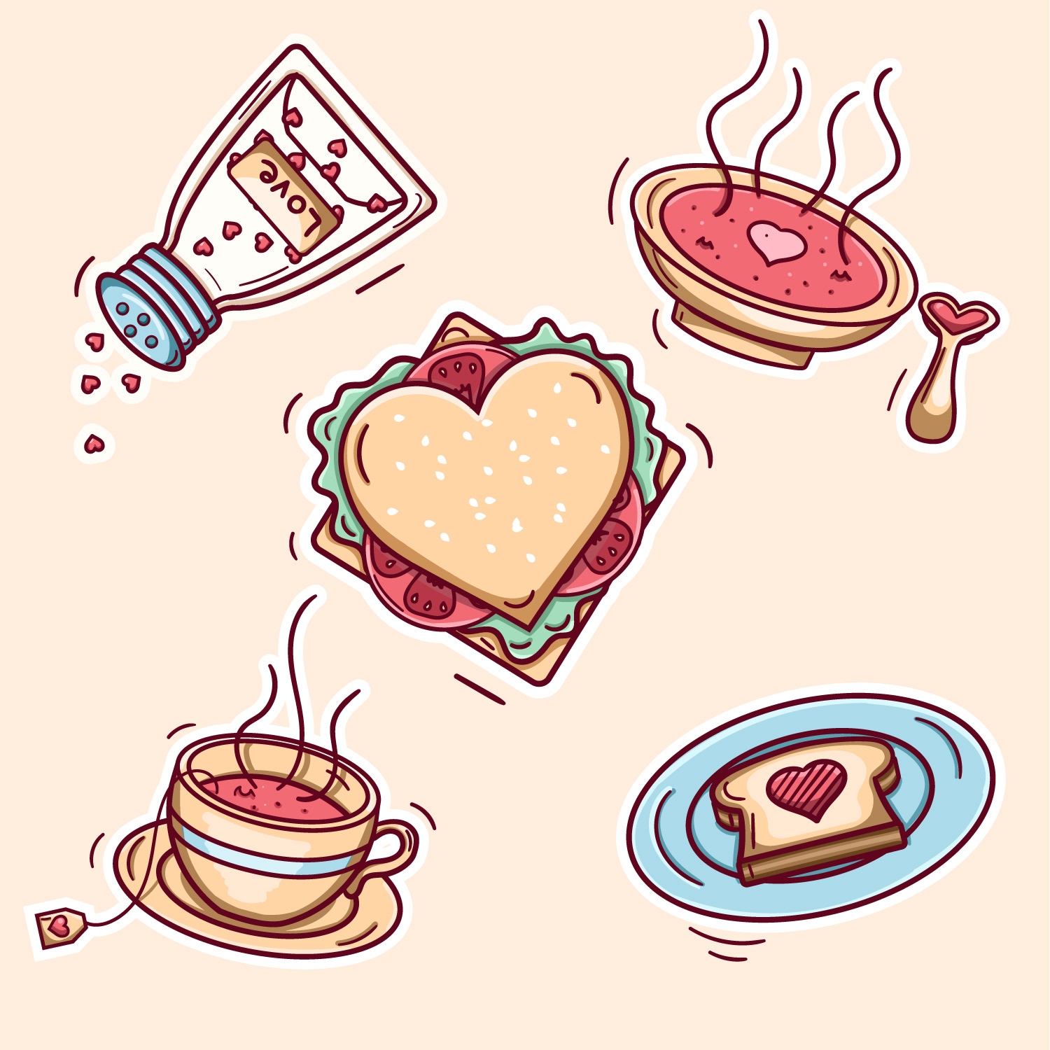 Love Stickers Food