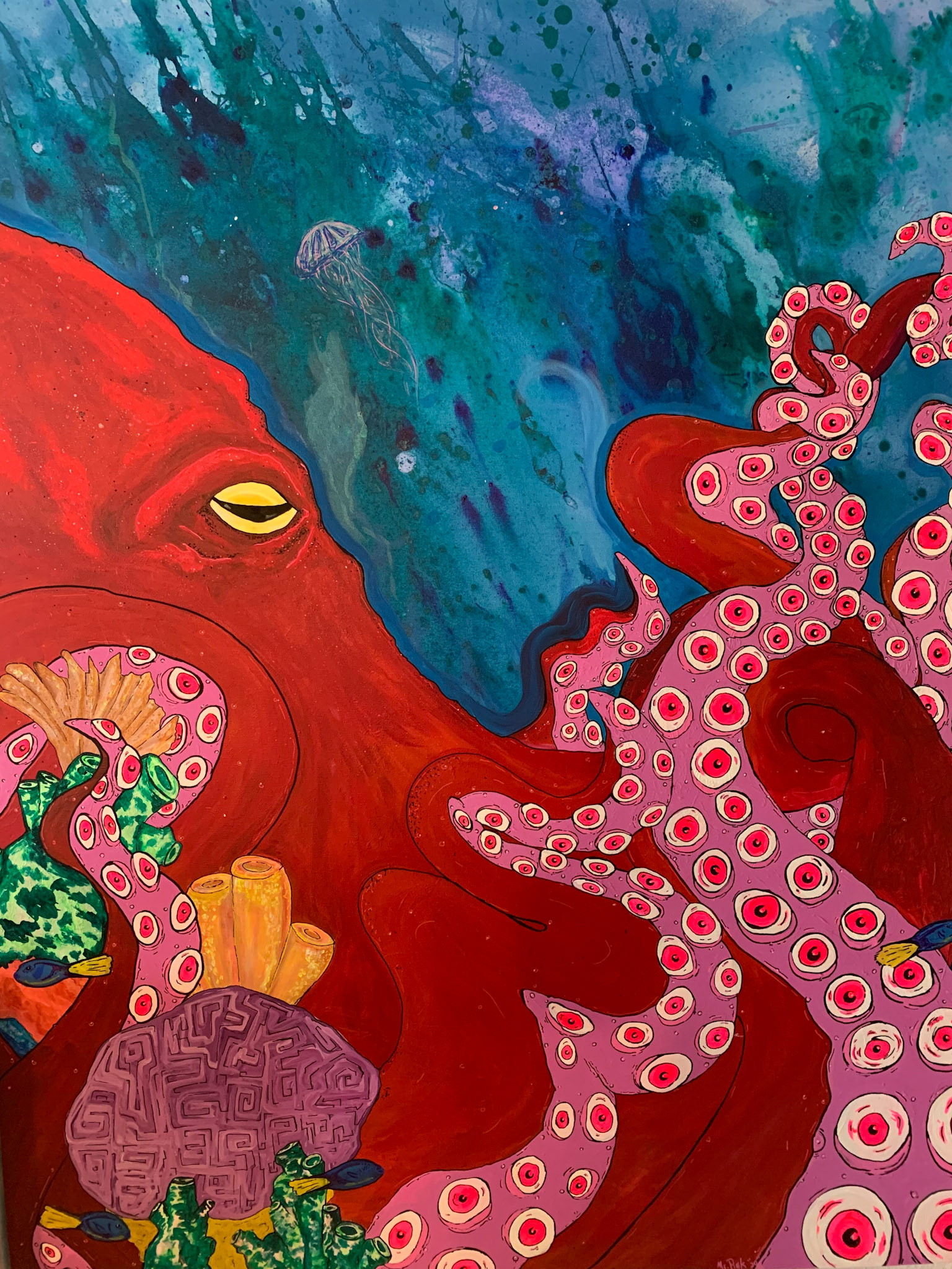 "Beneath" A private commission for a great friend and avid collector of my work. This piece actually has elements that glow in the dark creating a secondary viewing experience in the dark.