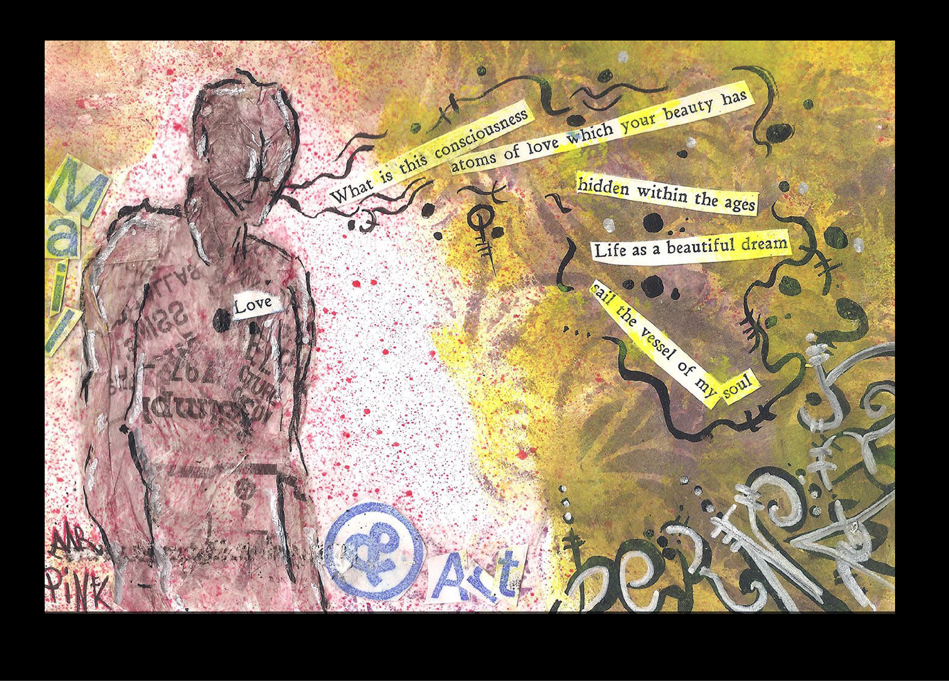 This was a piece created for The Street Art Postal Project. The original was created through various techniques and then digitized for my collection. The actual original sits as a part of the larger collection of thousands from street artists around the world.