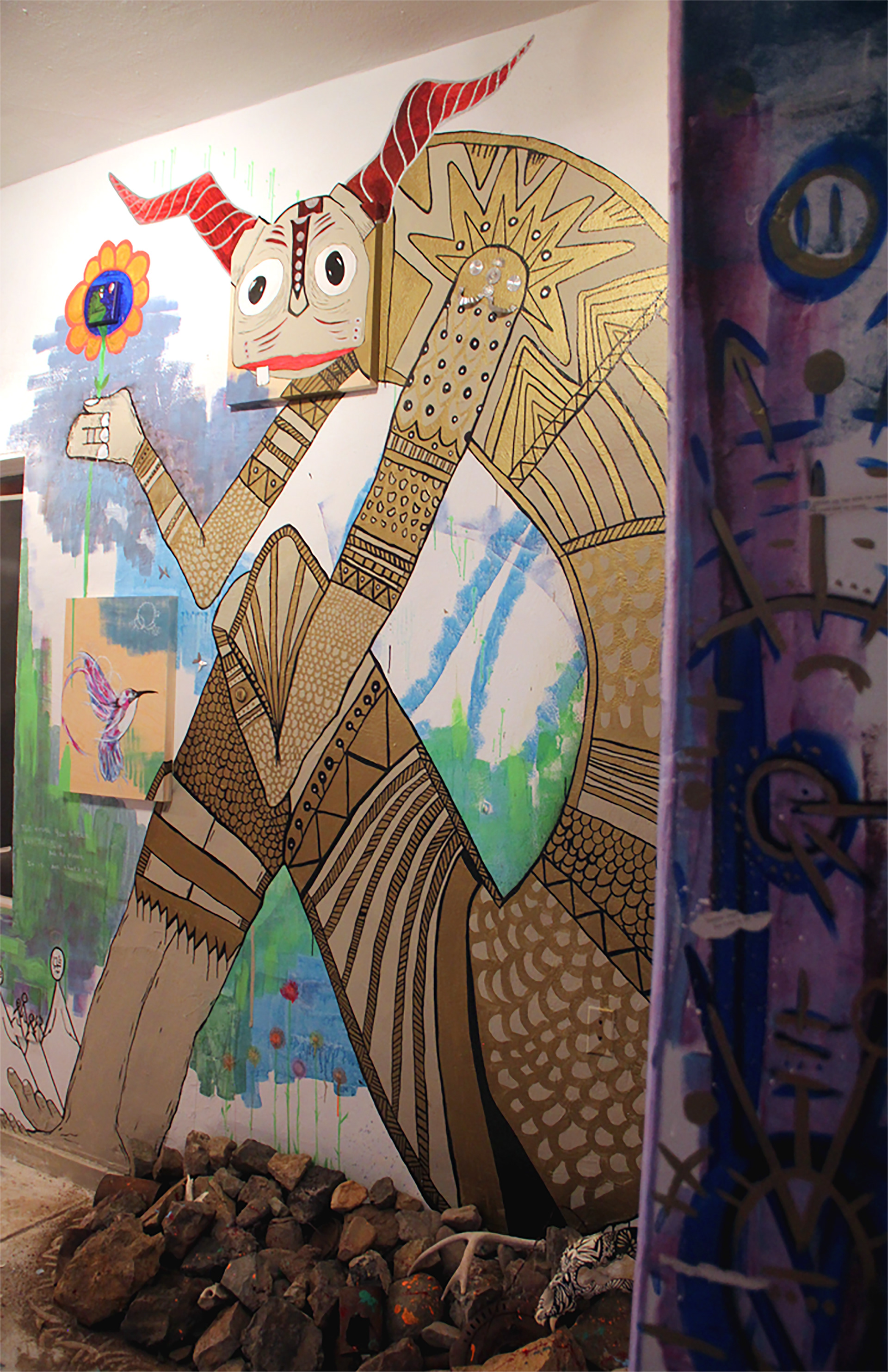 "Mawp" I wanted this character to seem larger than the space would allow. I envisioned him three stories tall and would like to recreate him some time. My version of a meadow giant.
