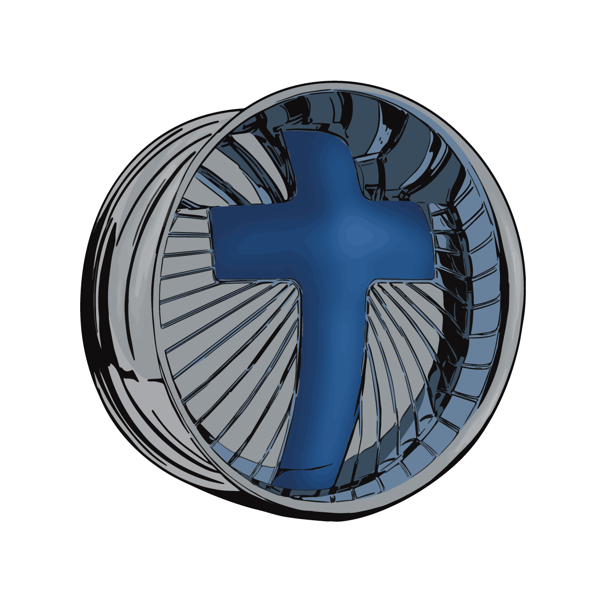 This custom-designed logo for Covenant Auto blends faith and automotive elements into a striking visual identity. The bold blue cross at the center symbolizes integrity, trust, and the company's strong values, while the stylized wheel represents motion, precision, and excellence in automotive service. The combination of metallic tones and sleek detailing conveys professionalism and modernity, making it a distinctive mark for the brand.