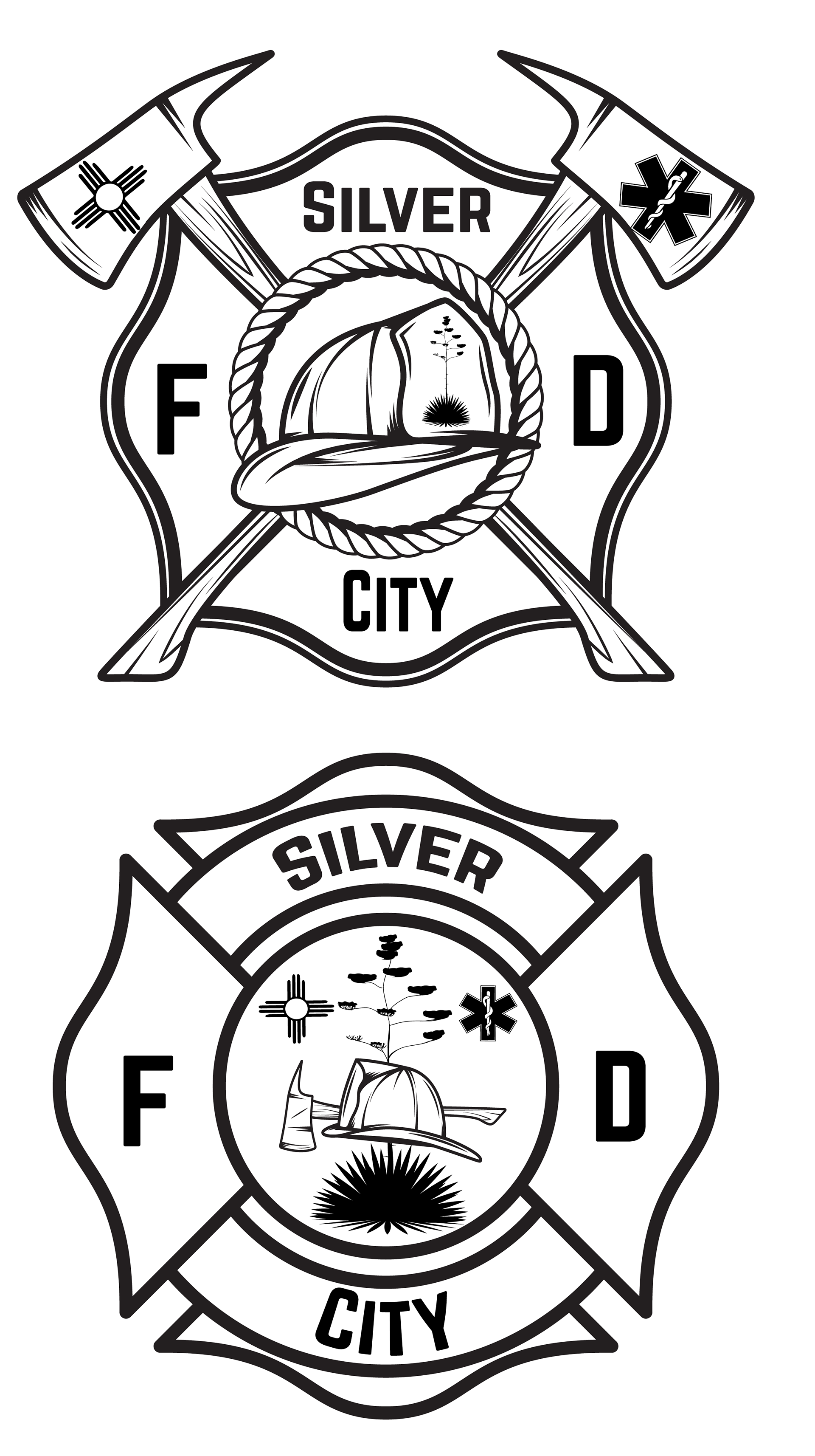 Variations on the logo made for the Silver City Fire Department annual T-shirts. 