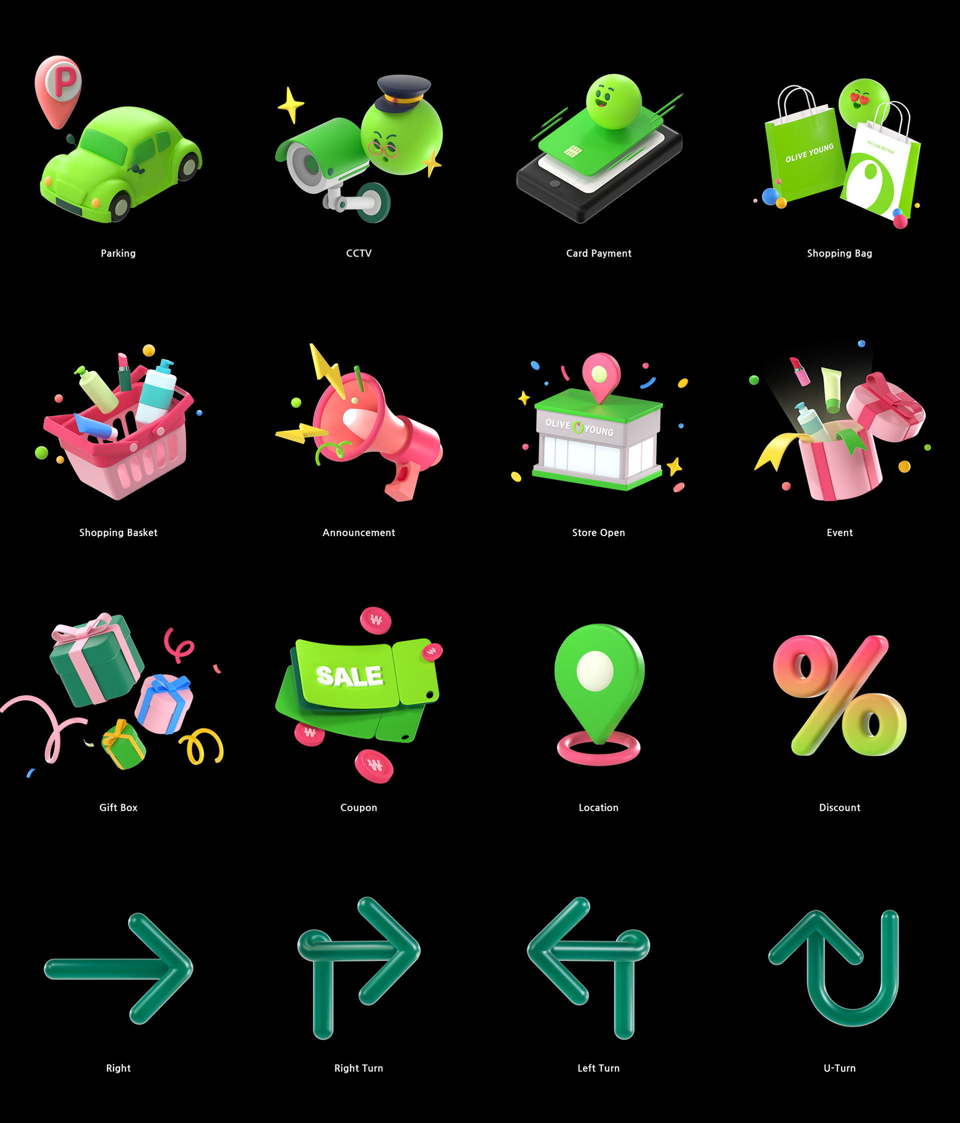 올리브영 LSM 매장운영 가이드북 3D아이콘 디자인
