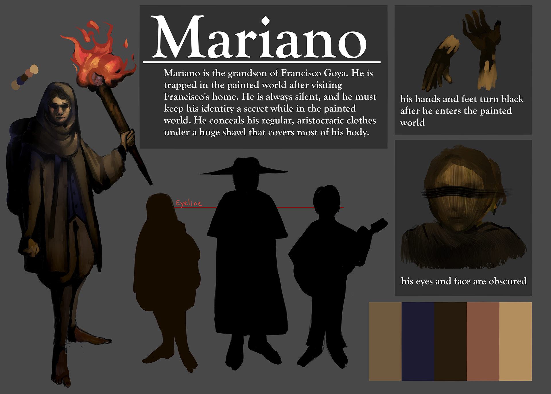 Protagonist Concept Sheet for Impasto