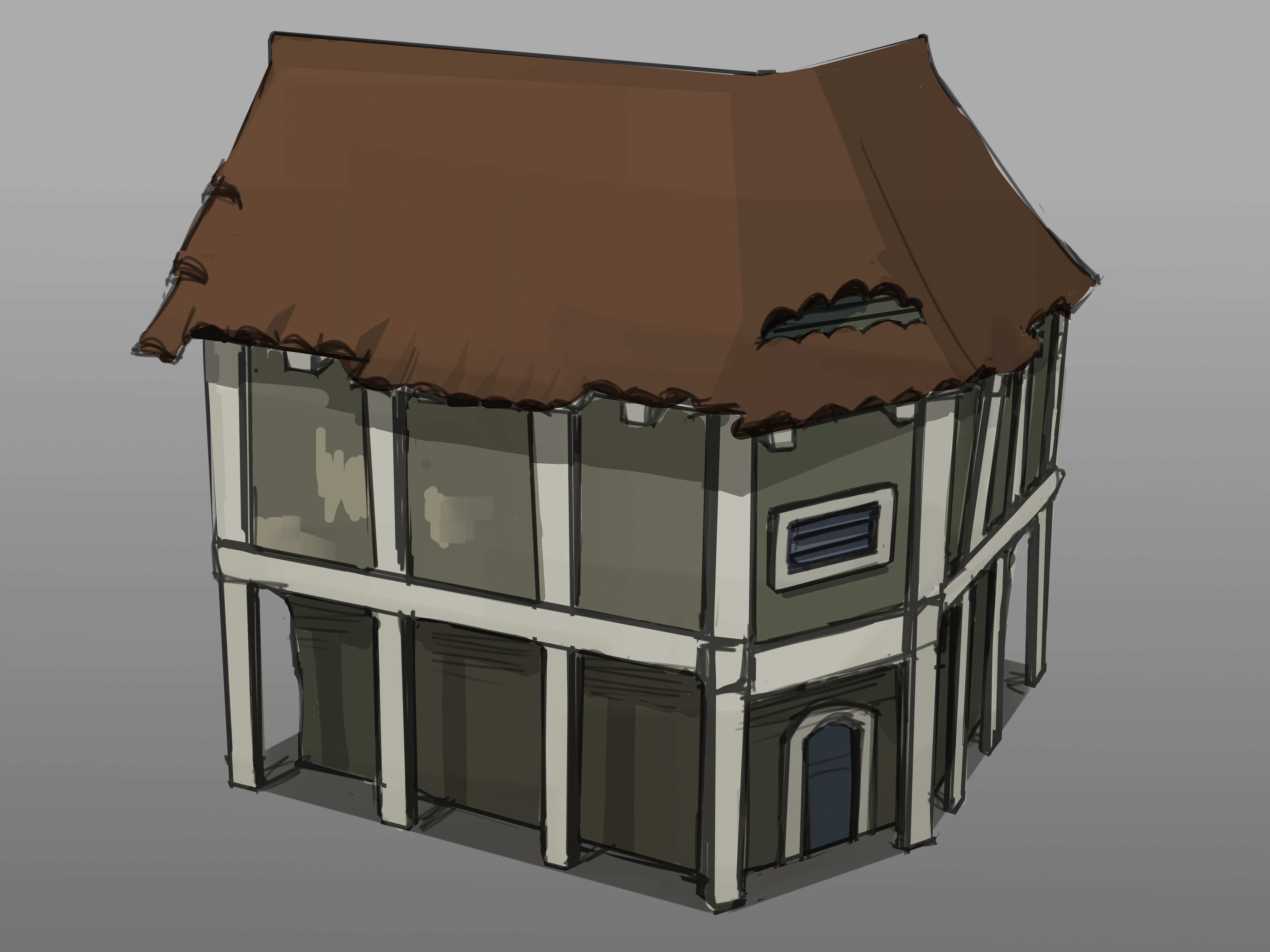 Rough 2D Sketch for Old One's House in Impasto
