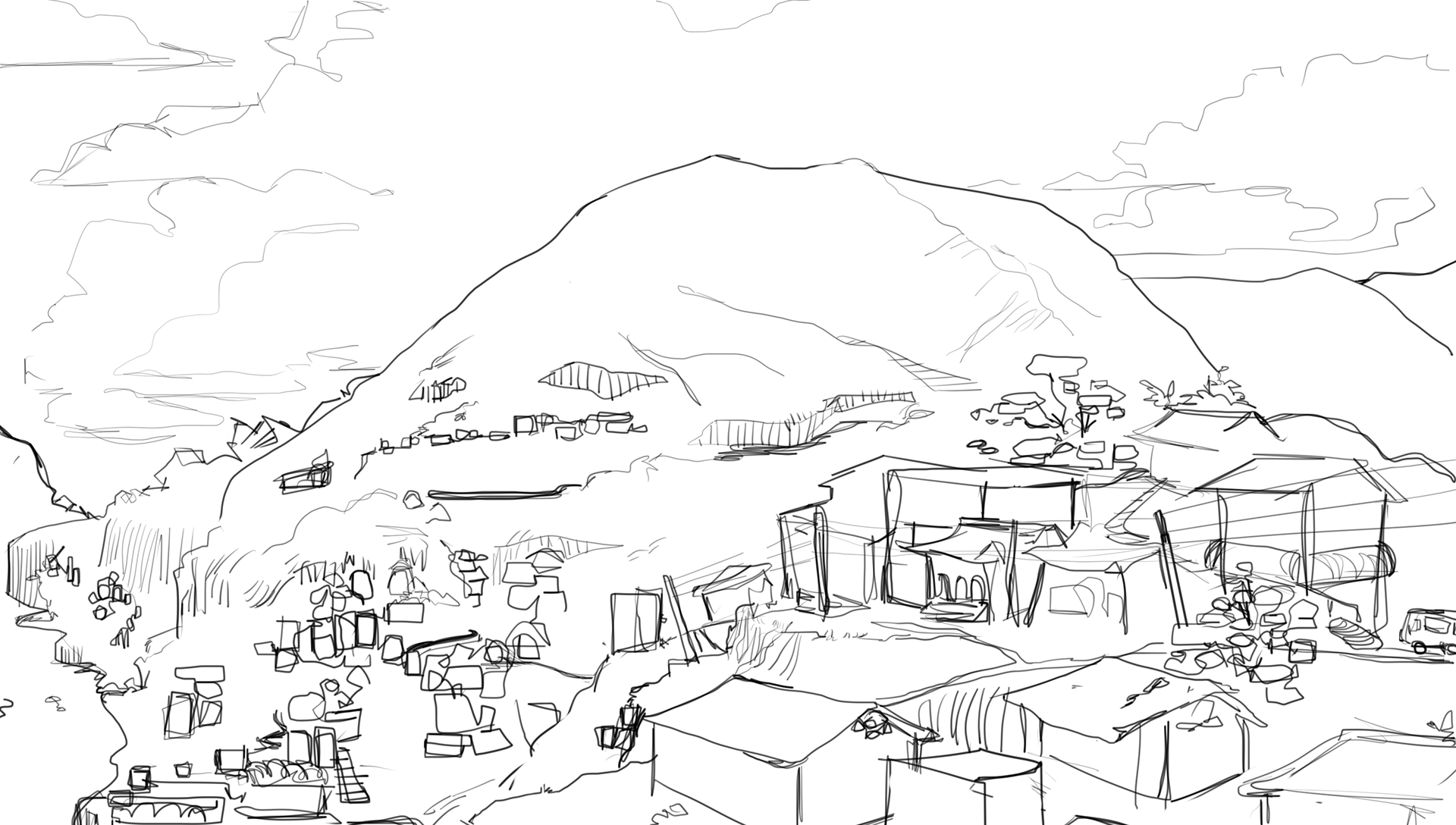 60s Indian Village Sketch for Beat the Beat Up!