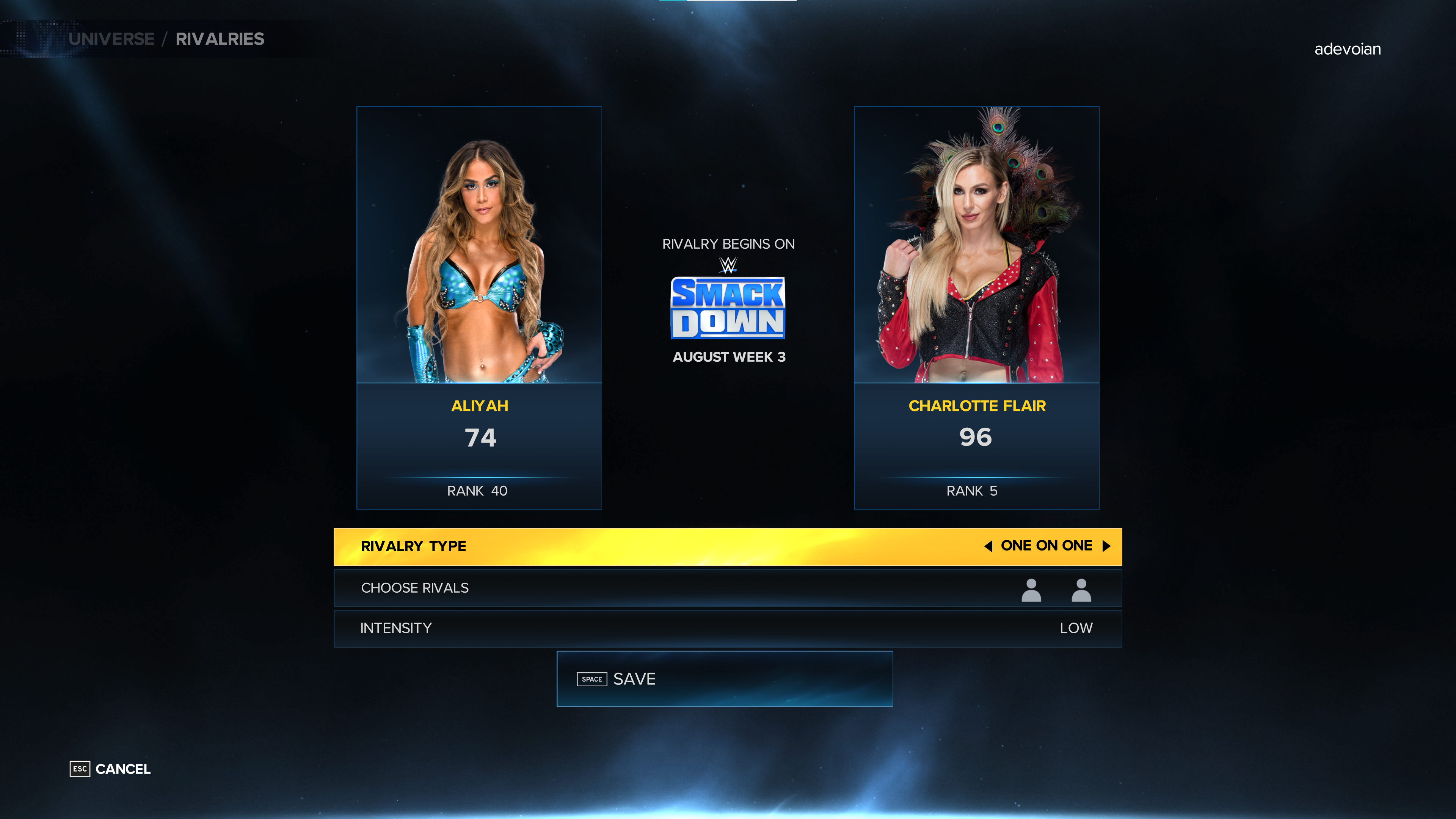 Universe Classic Mode Create Rivalry