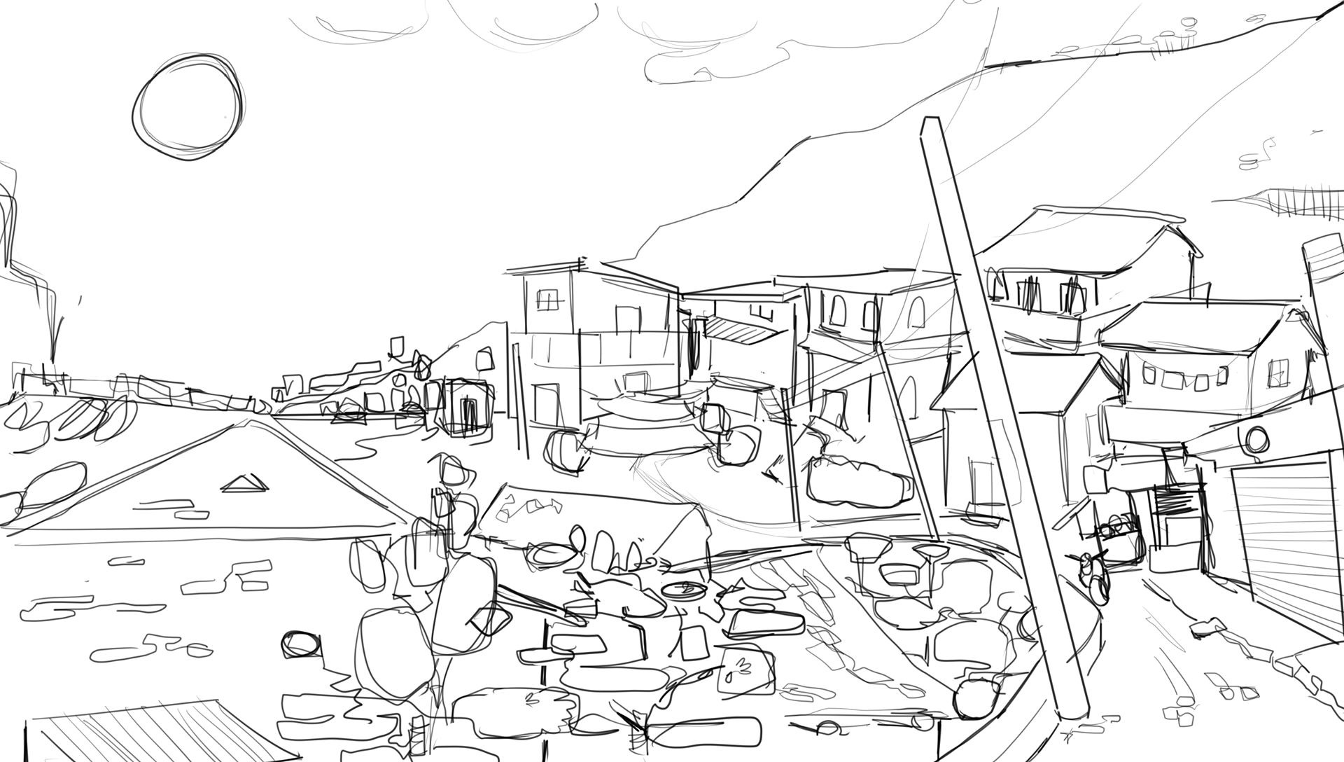 60s Indian Village Sketch for Beat the Beat Up!
