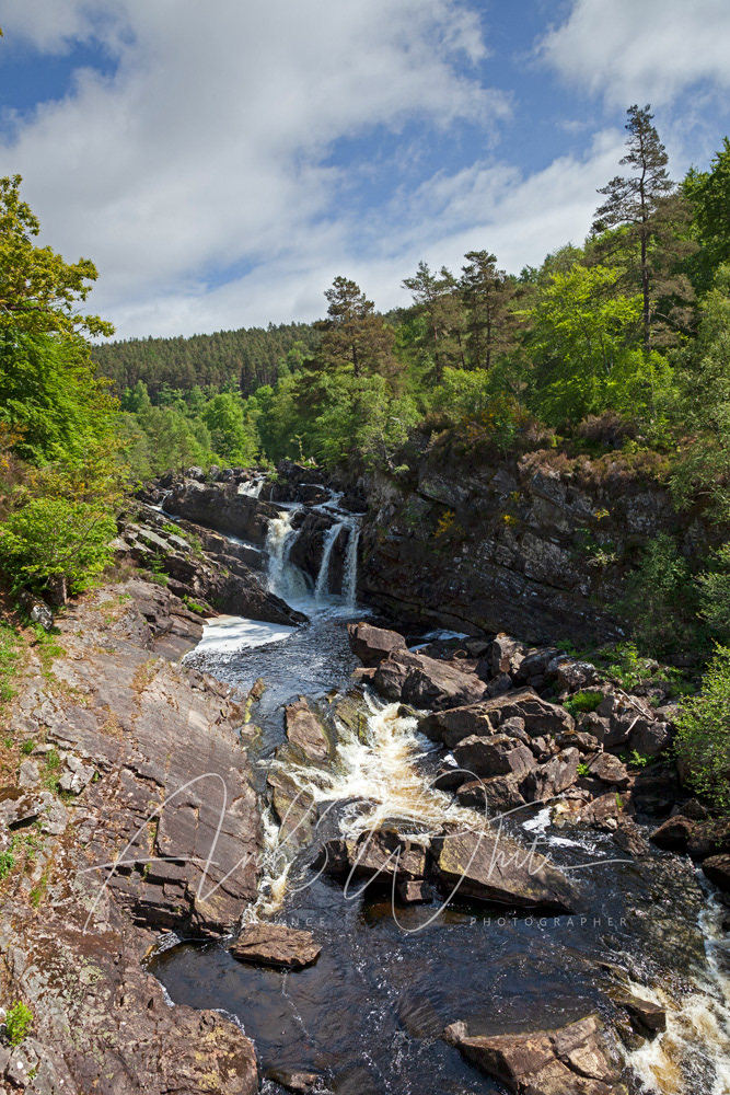 Rogie Falls, black water river, near Contin, Ross-shire, Highlands, Scotland, UK