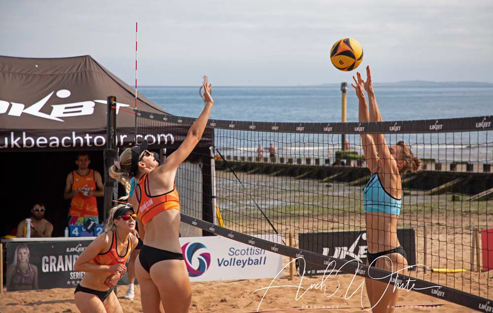 Katie Barbour and Rachel Morrison,Scottish Volleyball, UKBT Grand Slam Series Volleyball 2021. Portobello, Edinburgh