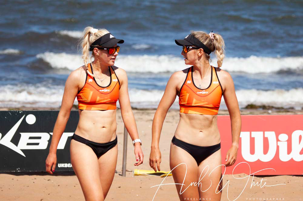 Katie Barbour and Rachel Morrison,Scottish Volleyball, UKBT Grand Slam Series Volleyball 2021. Portobello, Edinburgh