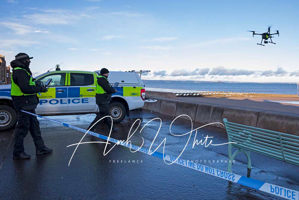 Police Scotland, drone, Police, Police officers, Portobello, Edinburgh, Scotland, search