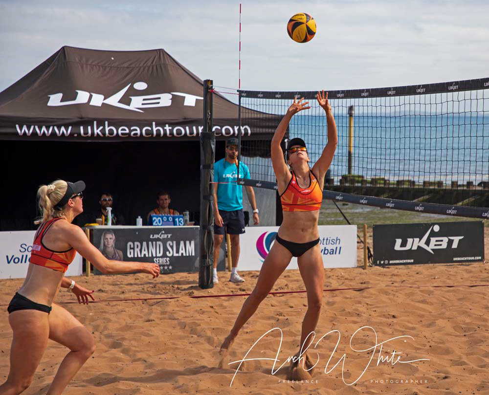Katie Barbour and Rachel Morrison,Scottish Volleyball, UKBT Grand Slam Series Volleyball 2021. Portobello, Edinburgh