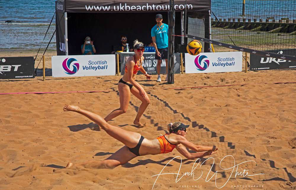 Katie Barbour and Rachel Morrison,Scottish Volleyball, UKBT Grand Slam Series Volleyball 2021. Portobello, Edinburgh