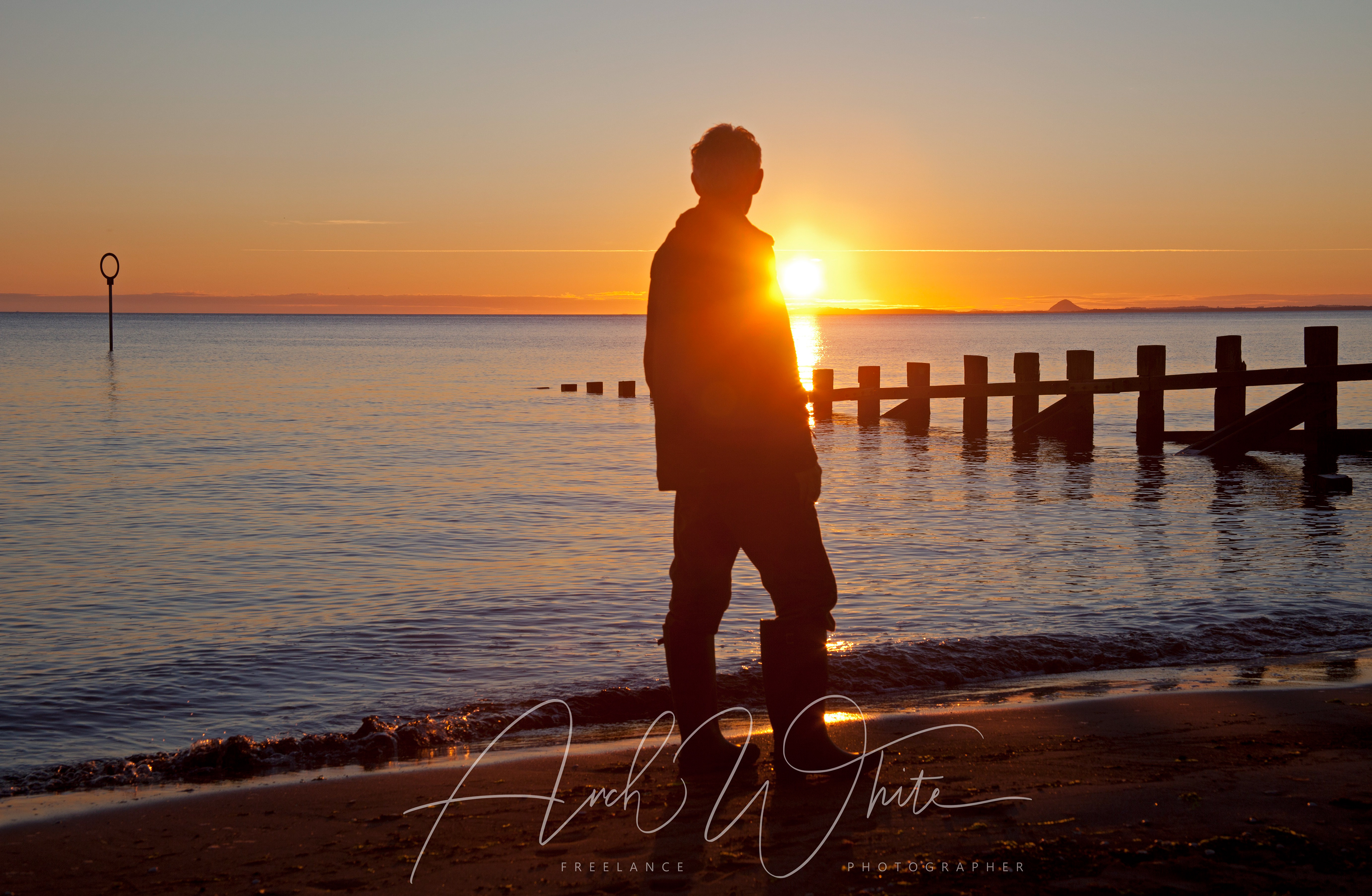 Arch White Photographer looking towards the sunrise, Arch White stock Photography, About, Portobello, Edinburgh, Scotland,