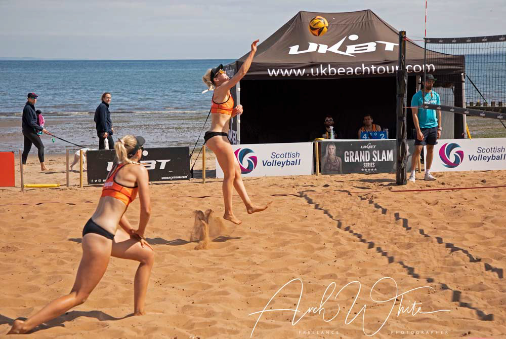 Katie Barbour and Rachel Morrison,Scottish Volleyball, UKBT Grand Slam Series Volleyball 2021. Portobello, Edinburgh